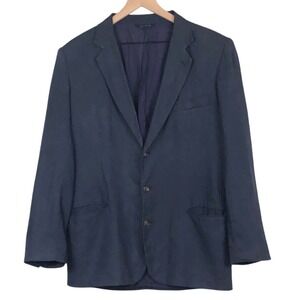 VTG GAP 100% Linen Three Button Blazer Sport Coat Jacket Men's M Navy Blue Lined